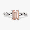 Twisted Emerald Cut Peach Morganite Engagement Ring with Sidestones