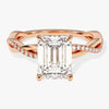 Emerald Twisted Moissanite Engagement Ring with Pave Set Side Stones (2.00 CT)