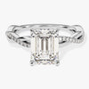 Emerald Twisted Moissanite Engagement Ring with Pave Set Side Stones (2.00 CT)