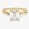 Emerald Twisted Moissanite Engagement Ring with Pave Set Side Stones (2.00 CT)