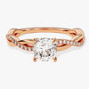 Cushion Twisted Moissanite Engagement Ring with Pave Set Side Stones (1.00 CT)