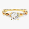 Cushion Twisted Moissanite Engagement Ring with Pave Set Side Stones (1.00 CT)
