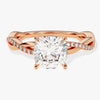 Cushion Twisted Moissanite Engagement Ring with Pave Set Side Stones (2.00 CT)
