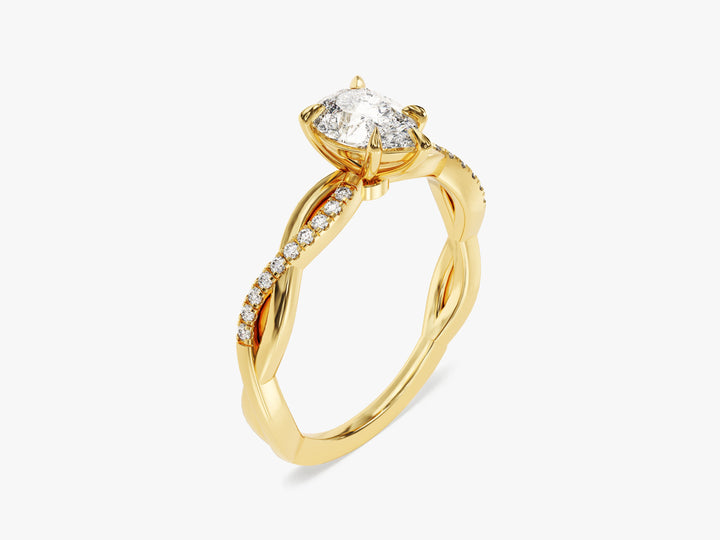 Pear Twisted Moissanite Engagement Ring with Pave Set Side Stones (1.00 CT)