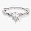 Pear Twisted Moissanite Engagement Ring with Pave Set Side Stones (1.00 CT)