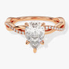 Pear Twisted Moissanite Engagement Ring with Pave Set Side Stones (1.50 CT)