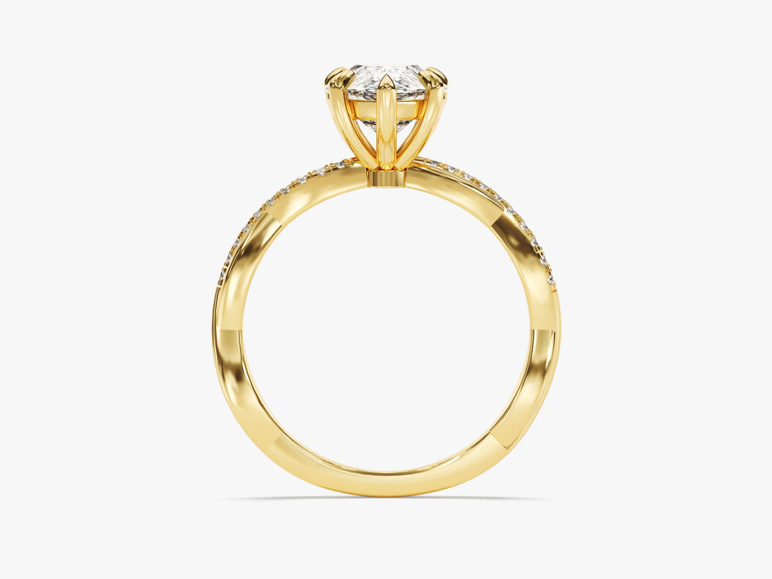 Pear Twisted Moissanite Engagement Ring with Pave Set Side Stones (2.00 CT)