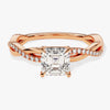 Asscher Twisted Moissanite Engagement Ring with Pave Set Side Stones (1.00 CT)