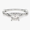 Asscher Twisted Moissanite Engagement Ring with Pave Set Side Stones (1.00 CT)