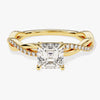 Asscher Twisted Moissanite Engagement Ring with Pave Set Side Stones (1.00 CT)