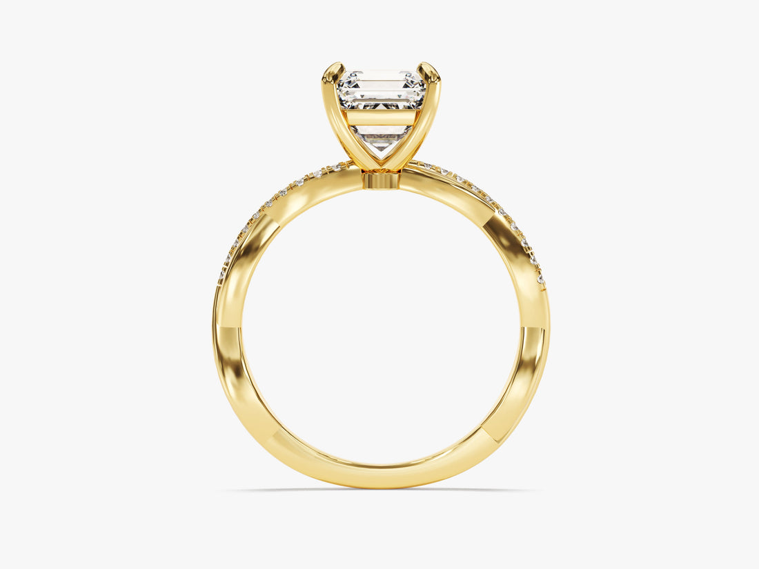 Asscher Twisted Moissanite Engagement Ring with Pave Set Side Stones (1.50 CT)