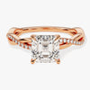 Asscher Twisted Moissanite Engagement Ring with Pave Set Side Stones (1.50 CT)