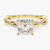 Asscher Twisted Moissanite Engagement Ring with Pave Set Side Stones (1.50 CT)