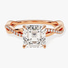 Asscher Twisted Moissanite Engagement Ring with Pave Set Side Stones (2.00 CT)