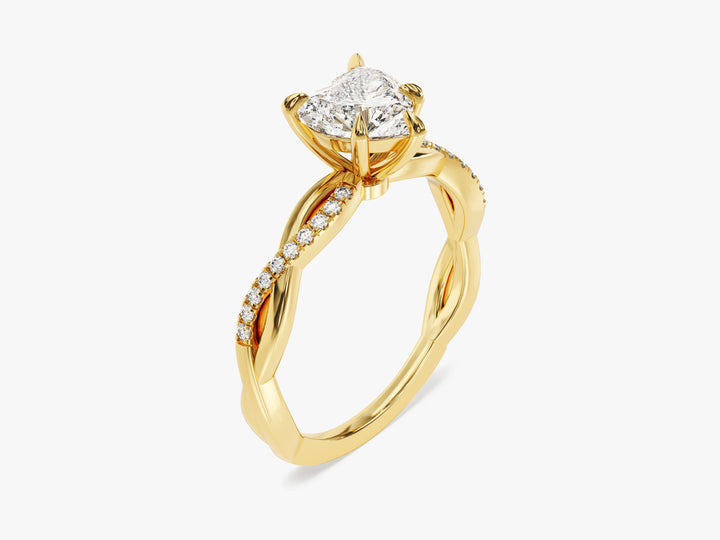 Heart Twisted Moissanite Engagement Ring with Pave Set Side Stones (1.00 CT)
