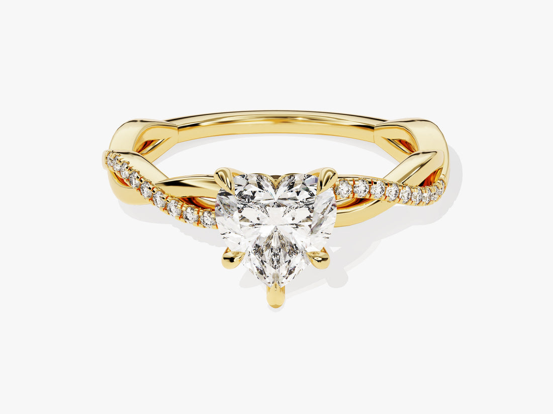 Heart Twisted Moissanite Engagement Ring with Pave Set Side Stones (1.00 CT)