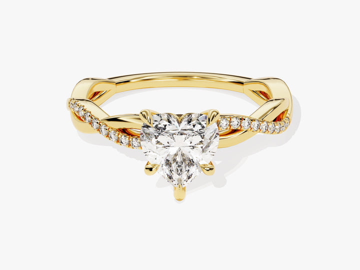 Heart Twisted Moissanite Engagement Ring with Pave Set Side Stones (1.00 CT)