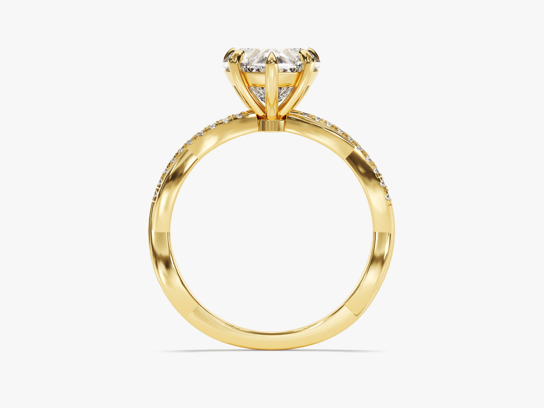Heart Twisted Moissanite Engagement Ring with Pave Set Side Stones (2.00 CT)
