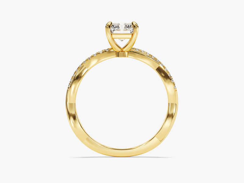 Radiant Twisted Moissanite Engagement Ring with Pave Set Side Stones (1.00 CT)