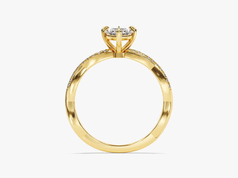 Marquise Twisted Moissanite Engagement Ring with Pave Set Side Stones (1.00 CT)