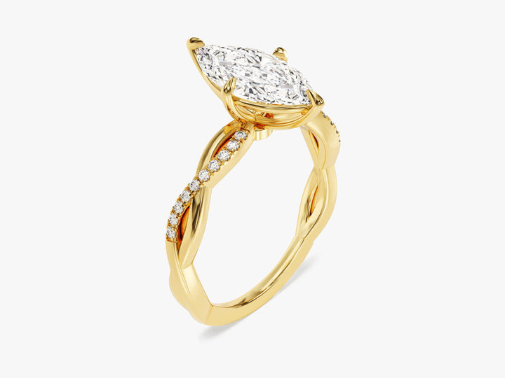 Marquise Twisted Moissanite Engagement Ring with Pave Set Side Stones (1.50 CT)