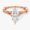 Marquise Twisted Moissanite Engagement Ring with Pave Set Side Stones (1.50 CT)