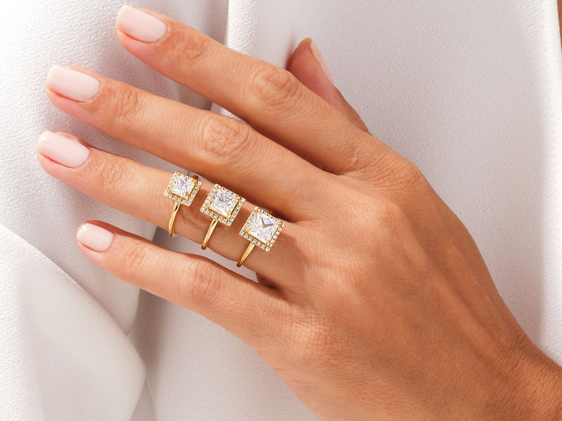 Princess Halo Moissanite Engagement Ring (2.00 CT)