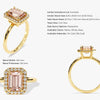 Emerald Cut Peach Morganite Halo Engagement Ring