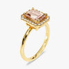 Emerald Cut Peach Morganite Halo Engagement Ring