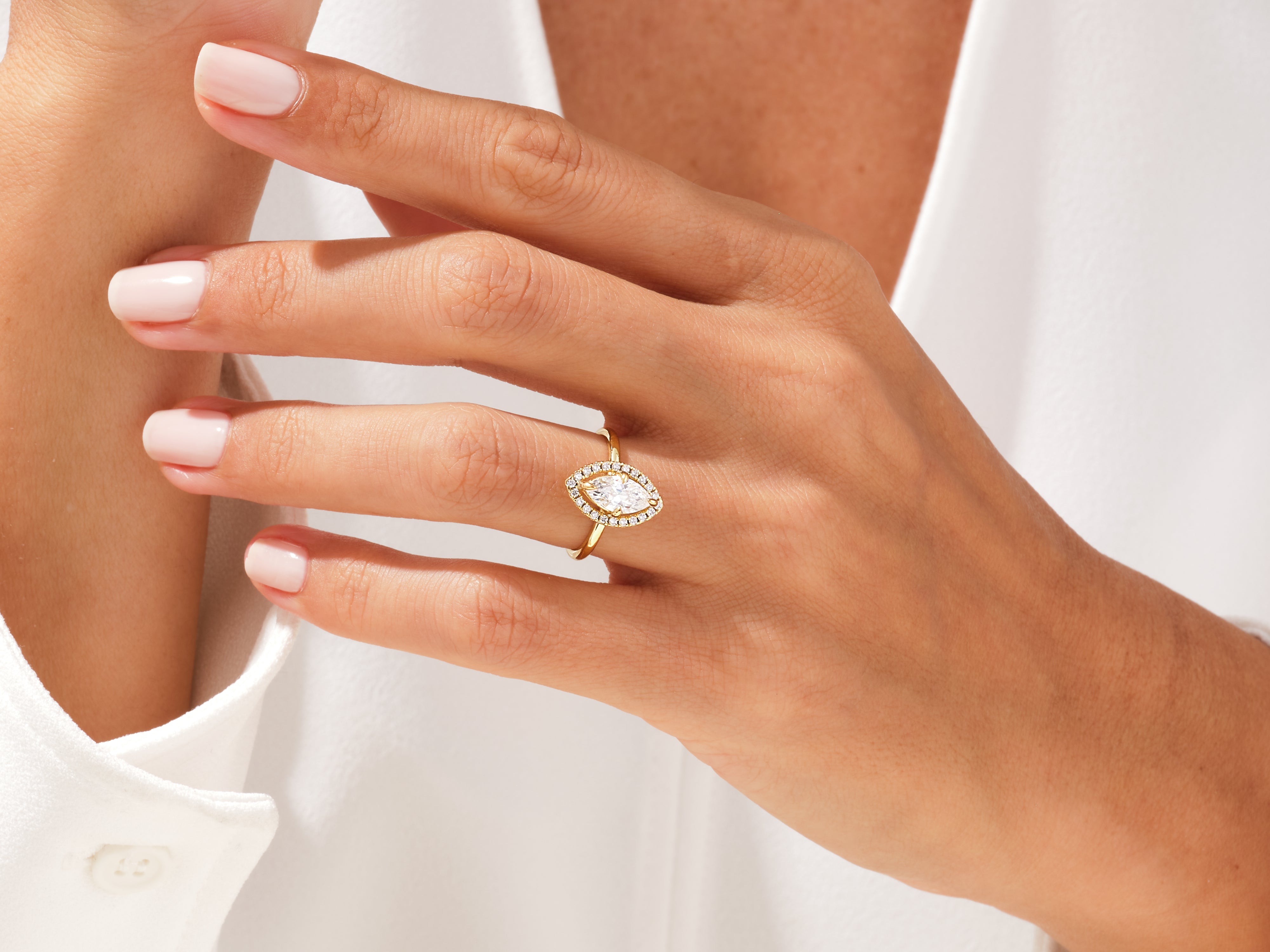 Marquise Halo Moissanite Engagement Ring (1.00 CT)