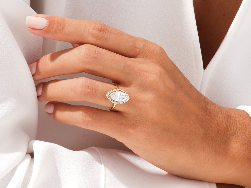 Marquise Halo Moissanite Engagement Ring (2.00 CT)