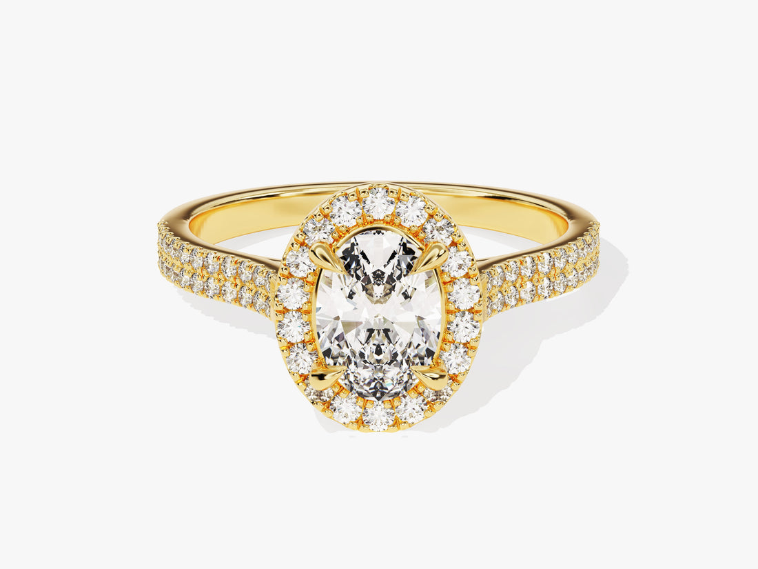 Double Shank Oval Halo Moissanite Engagement Ring (1.00 CT)