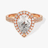 Double Shank Pear Halo Moissanite Engagement Ring (2.00 CT)