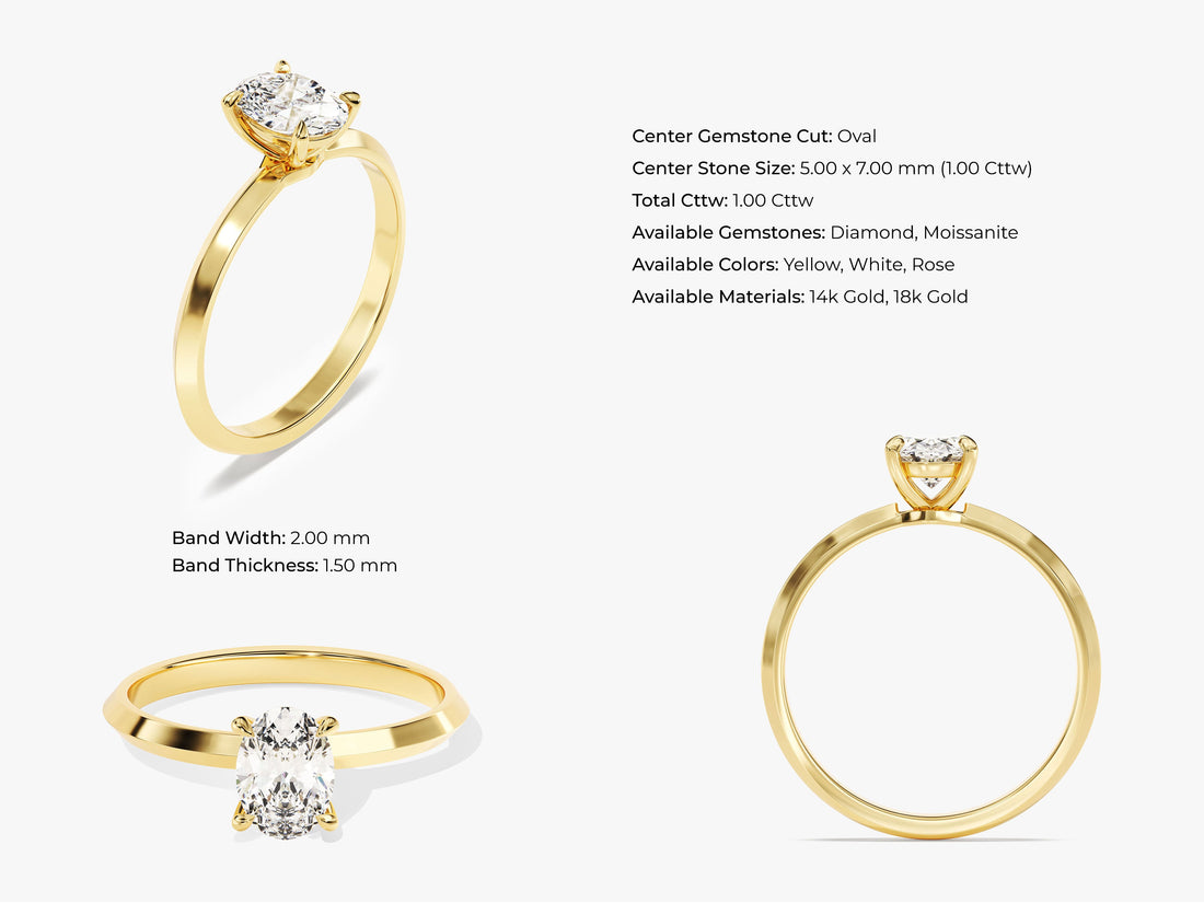 Knife Edge Oval Moissanite Engagement Ring (1.00 CT)