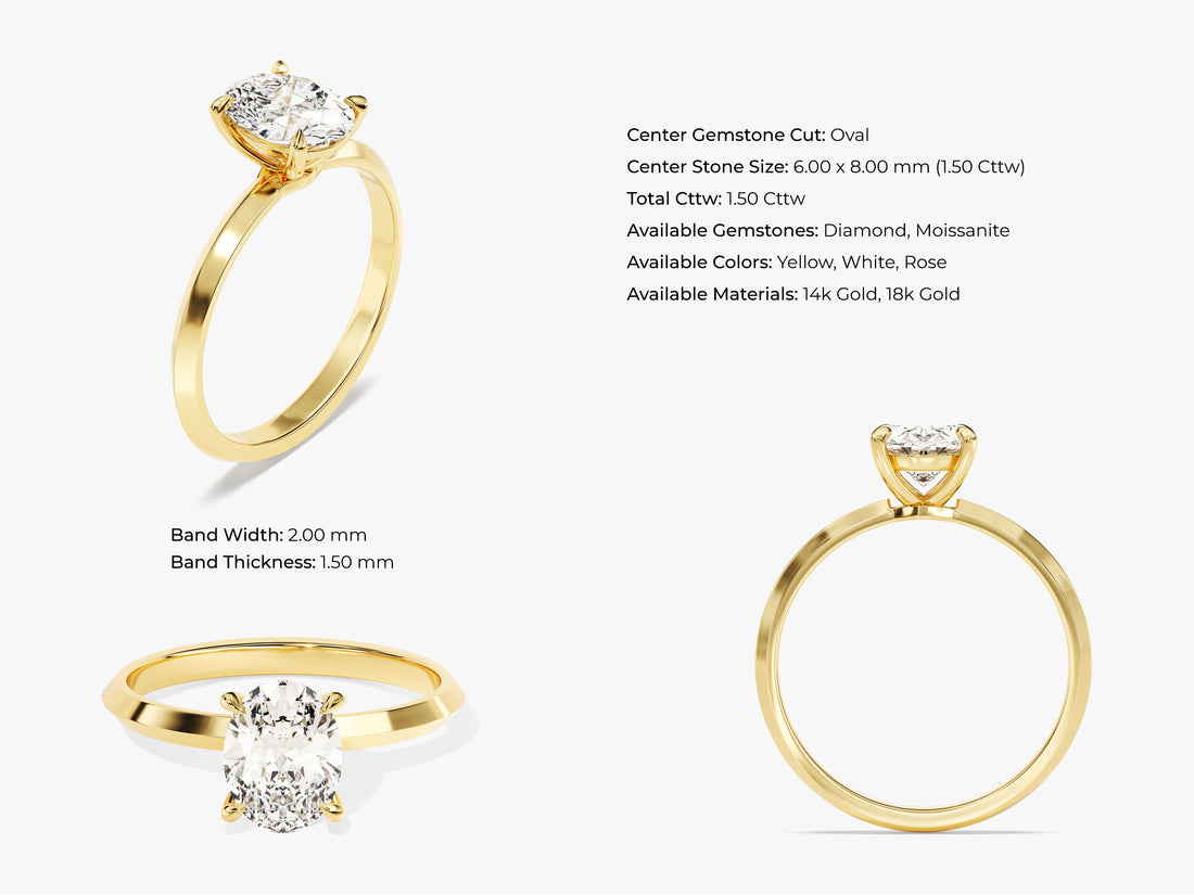 Knife Edge Oval Moissanite Engagement Ring (1.50 CT)