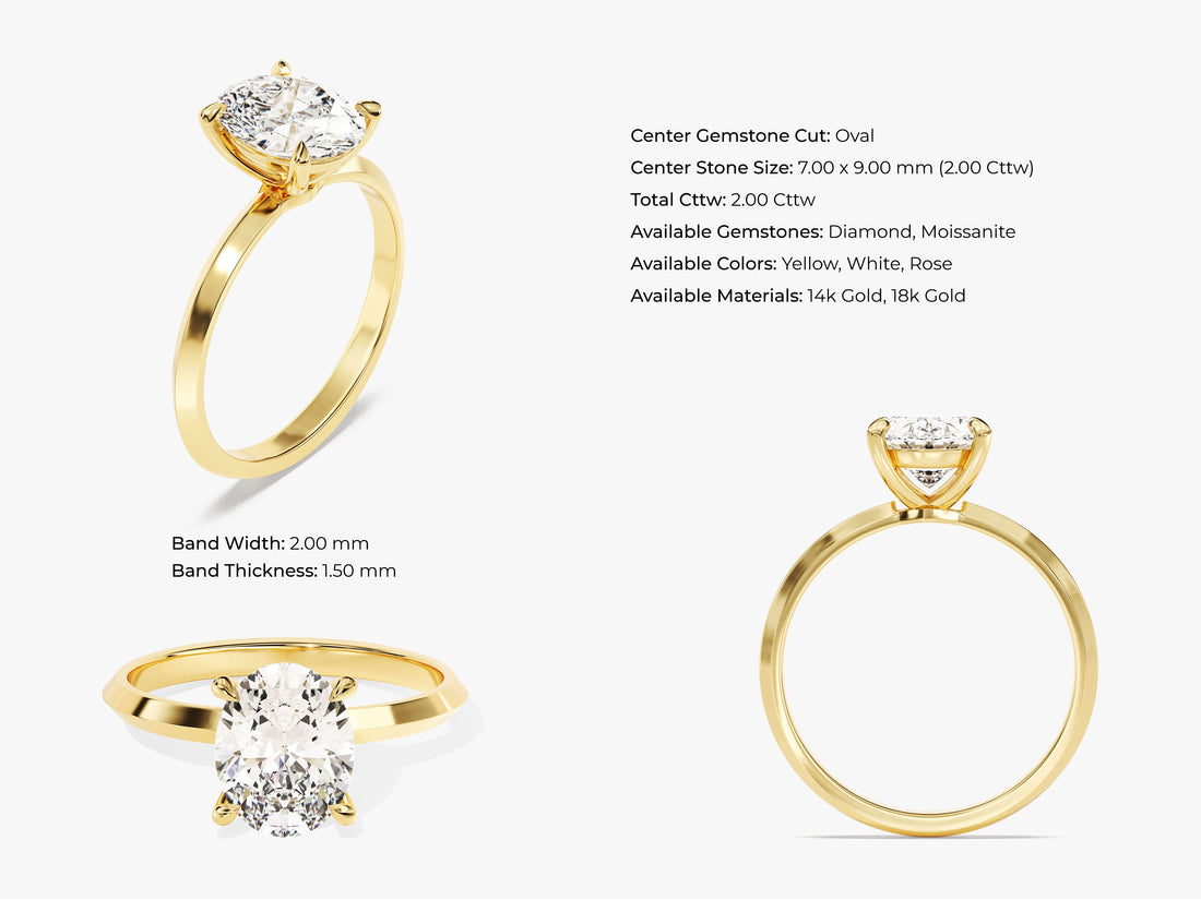 Knife Edge Oval Moissanite Engagement Ring (2.00 CT)