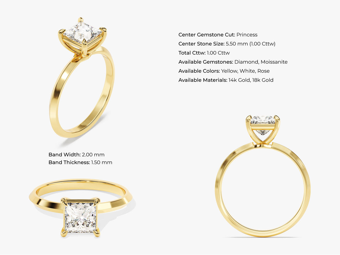 Knife Edge Princess Moissanite Engagement Ring (1.00 CT)