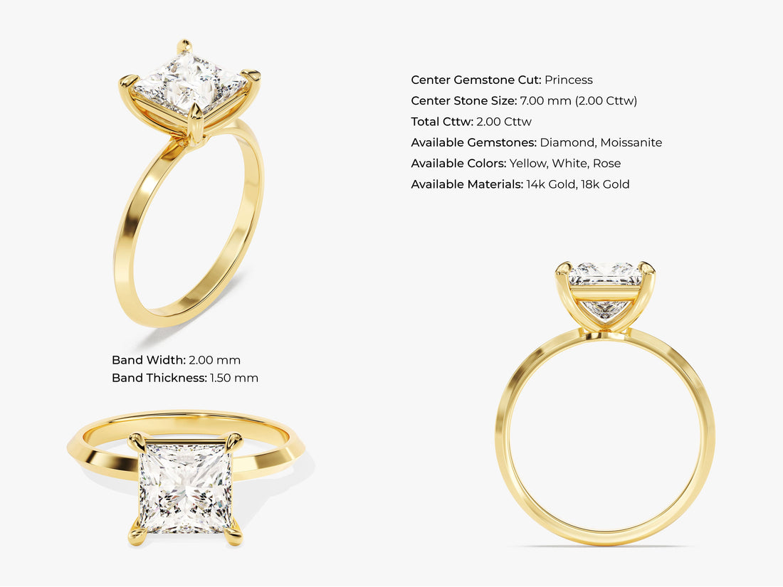 Knife Edge Princess Moissanite Engagement Ring (2.00 CT)