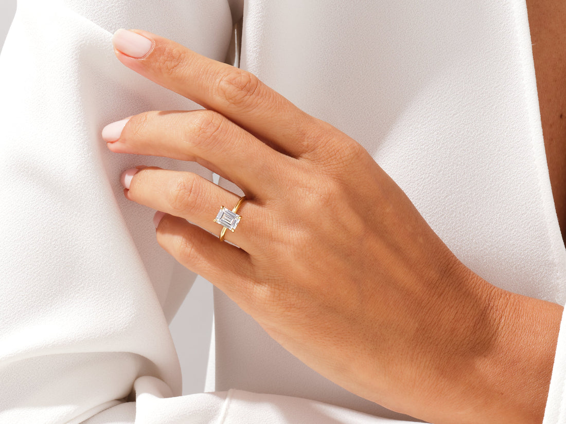 Knife Edge Emerald Moissanite Engagement Ring (1.50 CT)