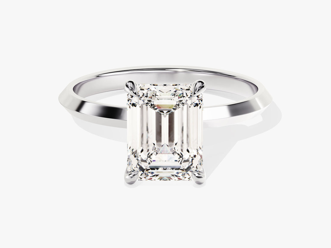 Knife Edge Emerald Moissanite Engagement Ring (2.00 CT)