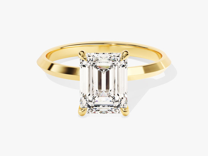 Knife Edge Emerald Moissanite Engagement Ring (2.00 CT)