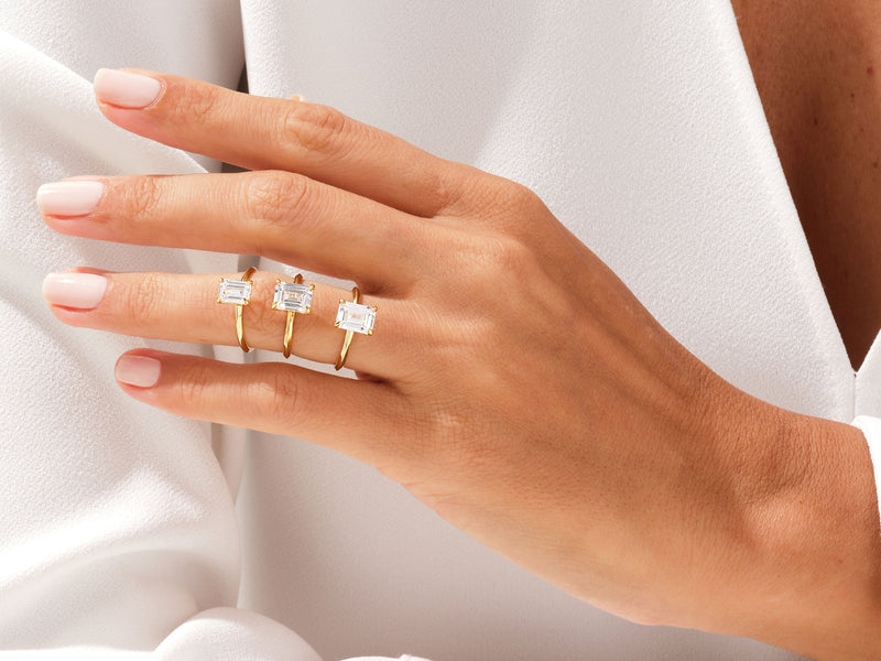 Knife Edge Emerald Moissanite Engagement Ring (1.50 CT)