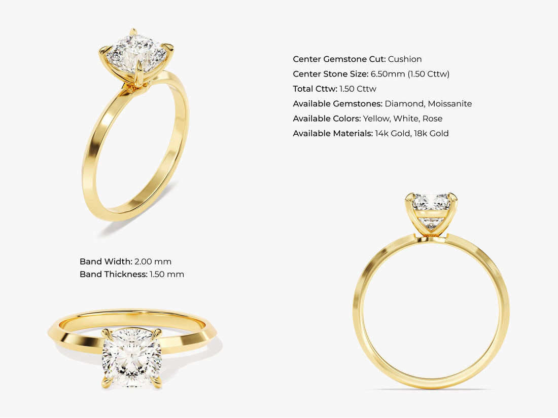 Knife Edge Cushion Moissanite Engagement Ring (1.50 CT)