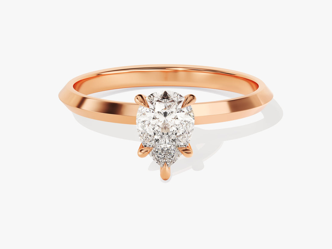 Knife Edge Pear Moissanite Engagement Ring (1.00 CT)