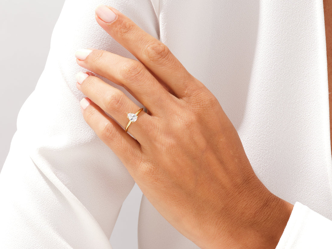 Knife Edge Pear Moissanite Engagement Ring (1.00 CT)