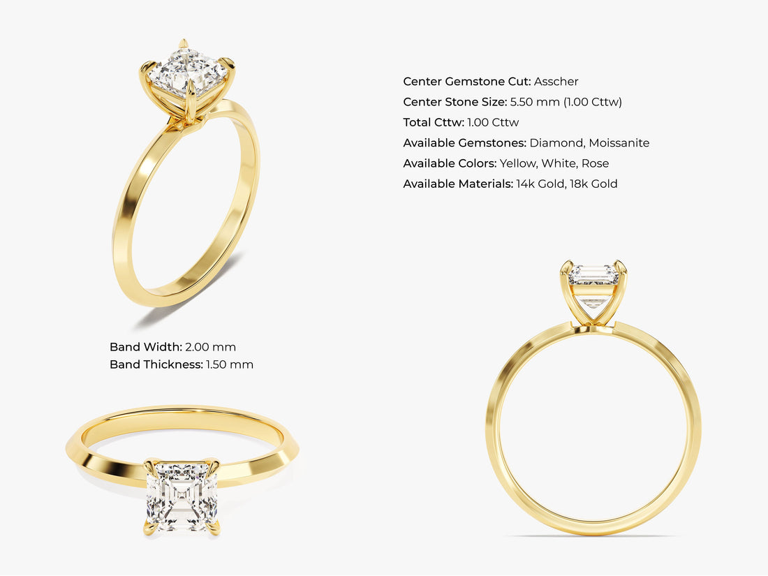Knife Edge Asscher Moissanite Engagement Ring (1.00 CT)