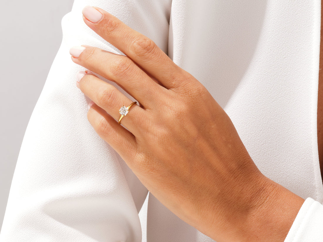 Knife Edge Asscher Moissanite Engagement Ring (1.00 CT)
