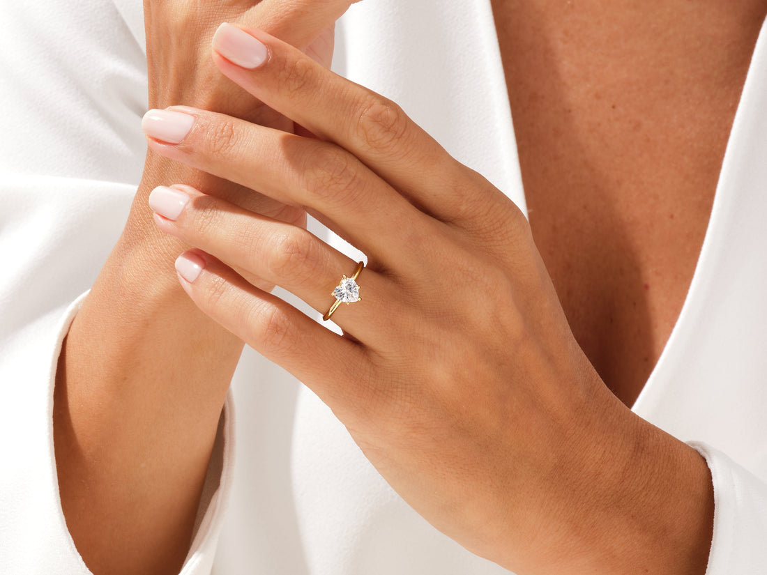 Knife Edge Heart Moissanite Engagement Ring (1.00 CT)