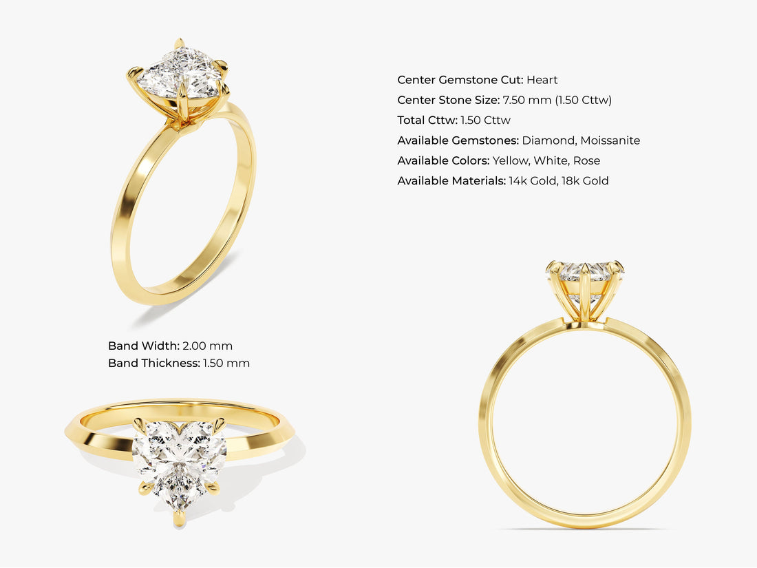 Knife Edge Heart Moissanite Engagement Ring (1.50 CT)