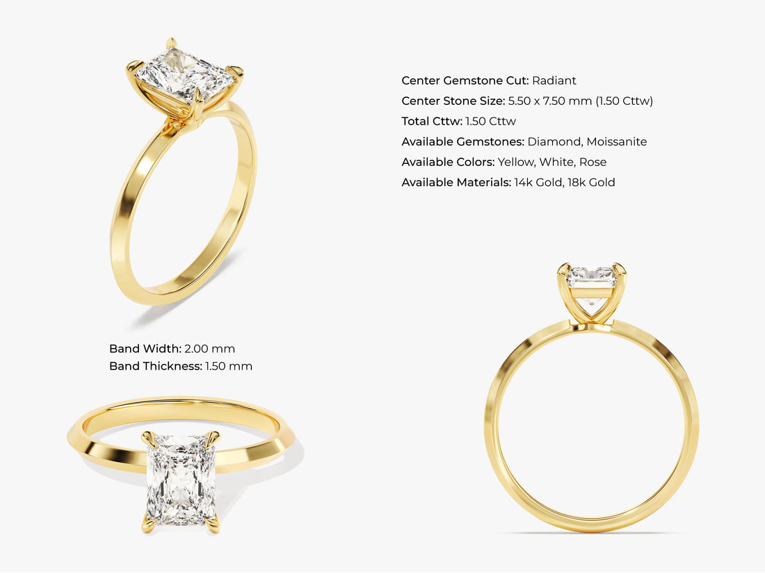 Knife Edge Radiant Moissanite Engagement Ring (1.50 CT)
